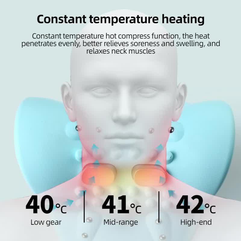 Intelligent Cervical Traction Pillow with Heat Compression & Magnetic Therapy - Red Light Therapy & EMS Pulse V888-ELOSUNG49228