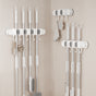 White Vacuum Suction Cup Mop & Broom Storage Rack Combination(3-Size: 2 Clips + 3 Clips + 4 Clips) - Heavy V888-ELOSUNG49235