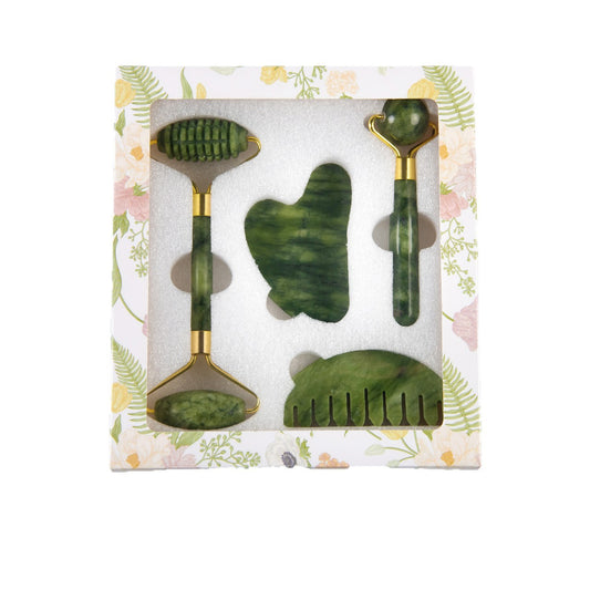 4-in-1 Natural Xiuyan Jade Facial Roller and Gua Sha Set for Face and Body Massage V888-ELOSUNG49237