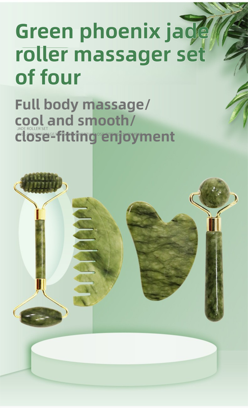 4-in-1 Natural Xiuyan Jade Facial Roller and Gua Sha Set for Face and Body Massage V888-ELOSUNG49237