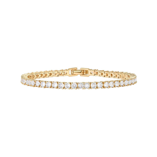 Gold 4.0mm Iced-Out Zirconia Tennis Bracelet with Secure Clasp - Classic Luxury Rhinestone Tennis Chain for V888-ELOSUNG49252