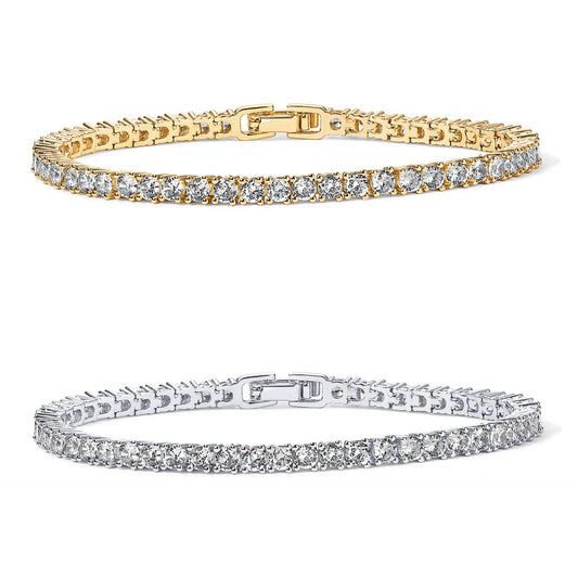 2-Pack 4.0mm Iced-Out Zirconia Tennis Bracelet with Secure Clasp (Silver and Gold) - Classic Luxury V888-ELOSUNG49254