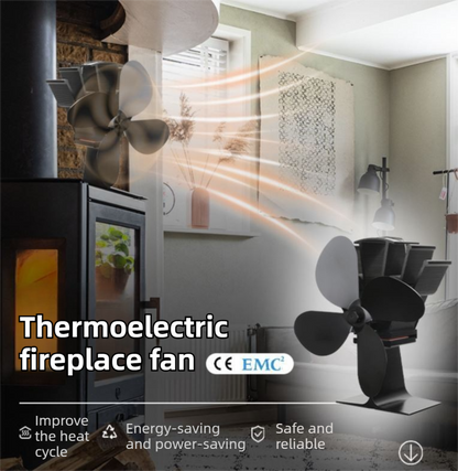 Mini Heat-Powered Fireplace Fan - Eco-Friendly and Self-Powered Silent Thermal Air Circulation Fan for Home V888-ELOSUNG49255