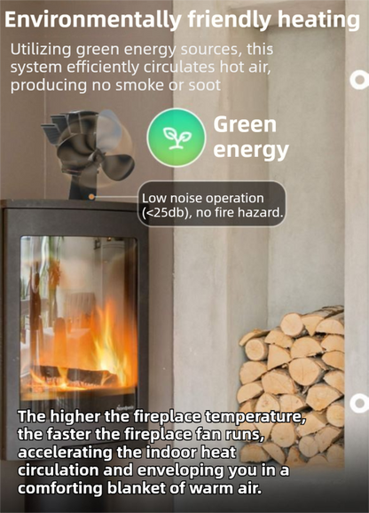 Mini Heat-Powered Fireplace Fan - Eco-Friendly and Self-Powered Silent Thermal Air Circulation Fan for Home V888-ELOSUNG49255