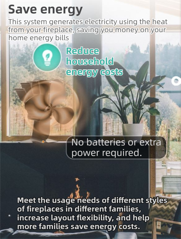 Mini Heat-Powered Fireplace Fan - Eco-Friendly and Self-Powered Silent Thermal Air Circulation Fan for Home V888-ELOSUNG49255