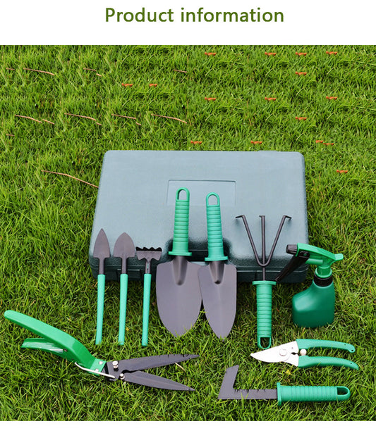 10-Piece Green Professional Garden Tool Set with Carrying Case - Ergonomic Gardening Kit for Digging, Weeding V888-ELOSUNG49256