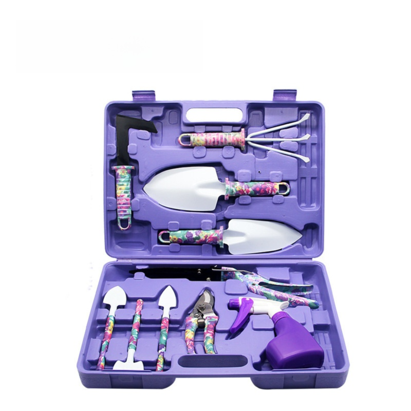 10-Piece Purple Professional Garden Tool Set with Carrying Case - Ergonomic Gardening Kit for Digging, V888-ELOSUNG49257