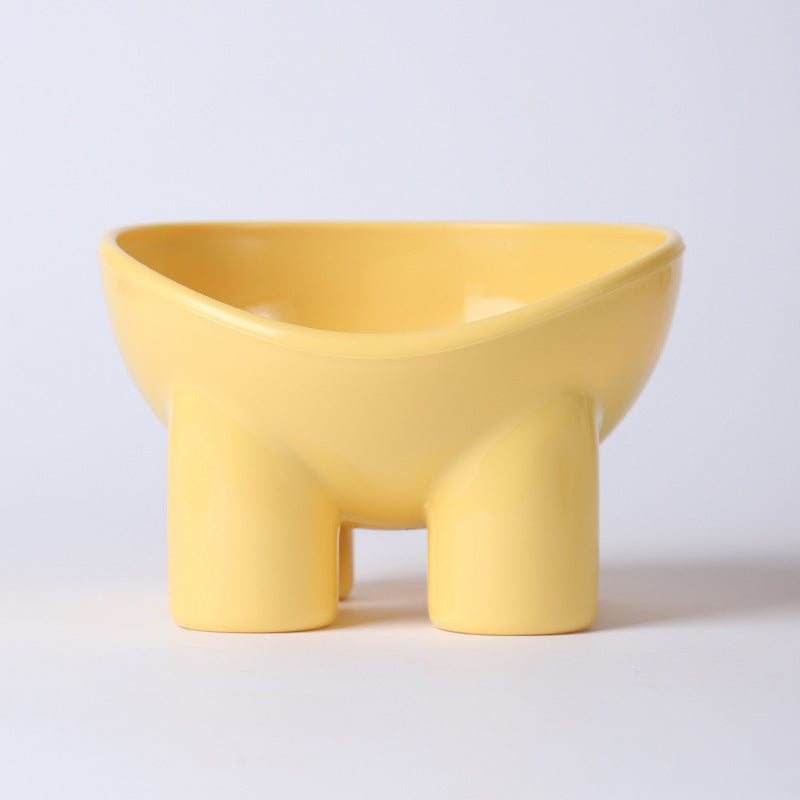 2-Pack Macaron Yellow Elevated Pet Bowls with Anti-Tip 4-Leg Base - Ergonomic Tilted Neck Protection Cat Food V888-ELOSUNG49266