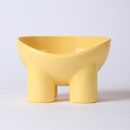 2-Pack Macaron Yellow Elevated Pet Bowls with Anti-Tip 4-Leg Base - Ergonomic Tilted Neck Protection Cat Food V888-ELOSUNG49266