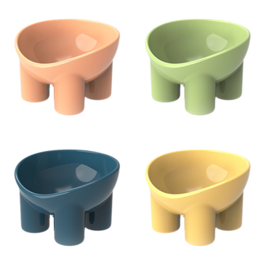 4-Pack Macaron Color Elevated Pet Bowls with Anti-Tip 4-Leg Base - Ergonomic Tilted Neck Protection Cat Food V888-ELOSUNG49268