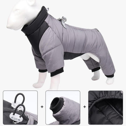 M Size Orange Winter Waterproof Dog 4 Leg Jumpsuit for Full Body Warmth - Reflective Windproof Pet Puffer V888-ELOSUNG49279