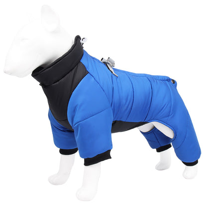 M Size Blue Winter Waterproof Dog 4 Leg Jumpsuit for Full Body Warmth - Reflective Windproof Pet Puffer Coat V888-ELOSUNG49282