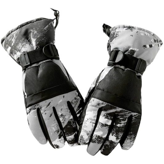 1-Pair Winter Waterproof Touchscreen Ski Gloves - Anti-Slip Thermal Mitts for Men & Women (Black Graffiti V888-ELOSUNG49298