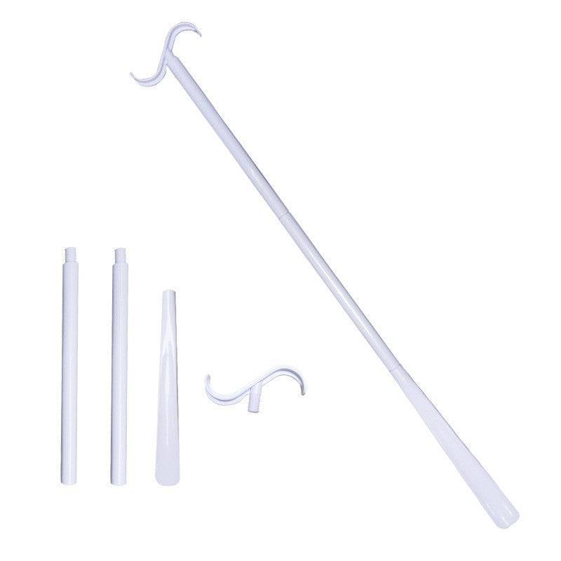 2-Pack White Portable Dressing Aid Stick & Long-Handled Shoe Horn (3-Section Detachable) - Adjustable V888-ELOSUNG49306