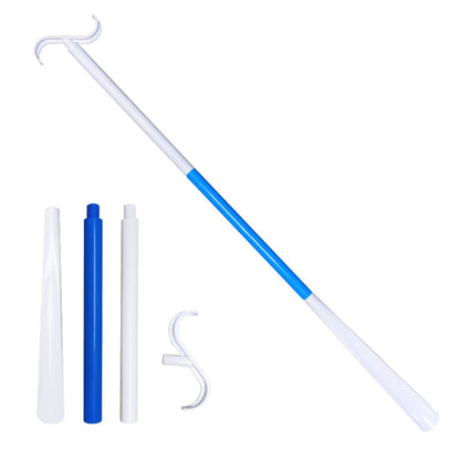 2-Pack White Blue Portable Dressing Aid Stick & Long-Handled Shoe Horn (3-Section Detachable) - Adjustable V888-ELOSUNG49307