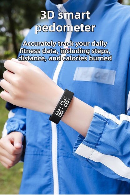 Black Silent Vibration Alarm Smart Silicone Wristband with 3-Alarm Settings - Discreet Wake-Up Device for V888-ELOSUNG49308