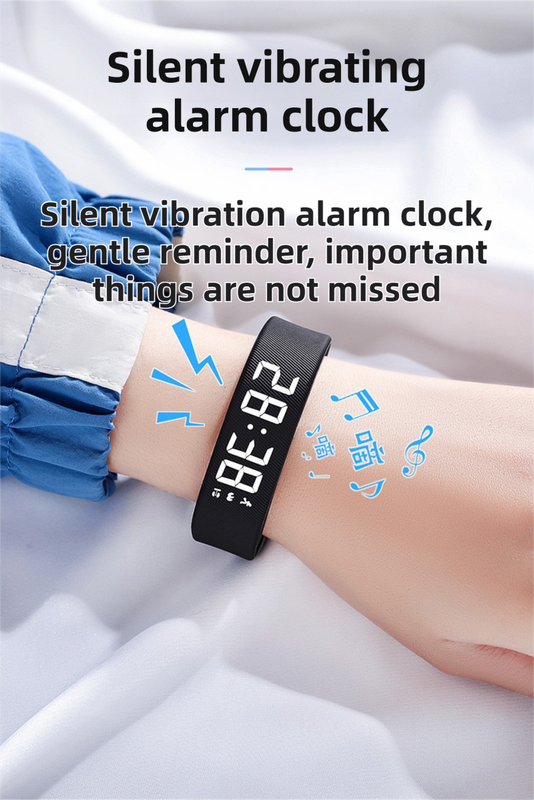 Beige Silent Vibration Alarm Smart Silicone Wristband with 3-Alarm Settings - Discreet Wake-Up Device for V888-ELOSUNG49310