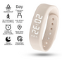 Beige Silent Vibration Alarm Smart Silicone Wristband with 3-Alarm Settings - Discreet Wake-Up Device for V888-ELOSUNG49314