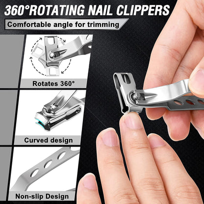 7-Piece Professional Ingrown Toenail Tool Kit - Stainless Steel Precision Pedicure Set with Black Eagle-Nose V888-ELOSUNG49315