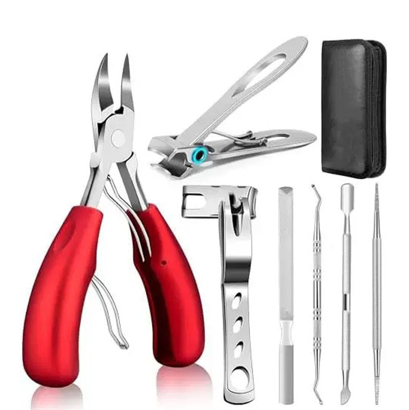 7-Piece Professional Ingrown Toenail Tool Kit - Stainless Steel Precision Pedicure Set with Red Eagle-Nose V888-ELOSUNG49316