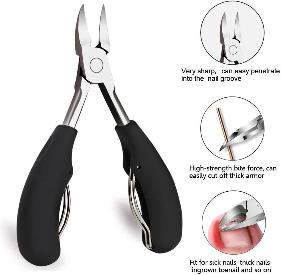 7-Piece Professional Ingrown Toenail Tool Kit - Stainless Steel Precision Pedicure Set with Red Eagle-Nose V888-ELOSUNG49316