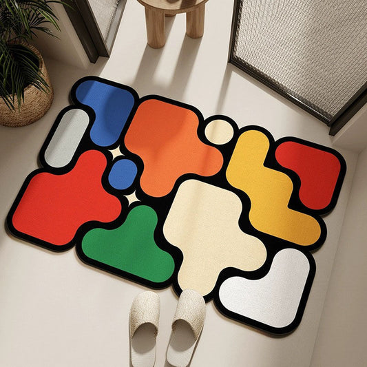 Ultra-Absorbent Instant Dry Diatom Mud Bathroom Mat (50 x 80 CM) - Puzzle Decor Anti-Slip Rubber Rug for V888-ELOSUNG49348