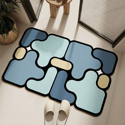 Ultra-Absorbent Instant Dry Diatom Mud Bathroom Mat (40 x 60 CM) - Puzzle Decor Anti-Slip Rubber Rug for V888-ELOSUNG49353