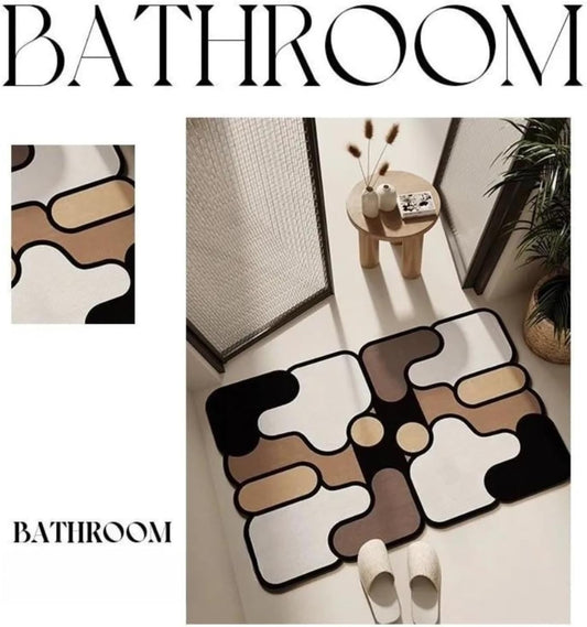 Ultra-Absorbent Instant Dry Diatom Mud Bathroom Mat (50 x 80 CM) - Puzzle Decor Anti-Slip Rubber Rug for V888-ELOSUNG49354