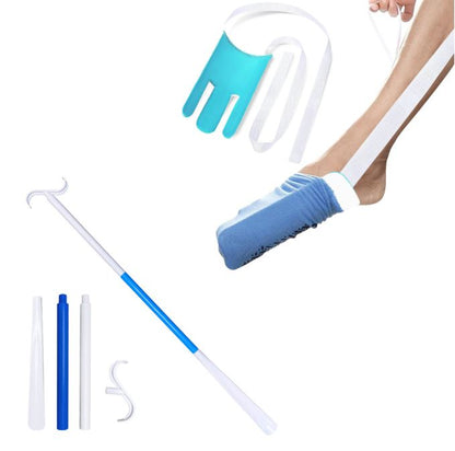 Portable Complete Independent Living Mobility Kit - No-Bend Three Finger Sock Aid & Blue Extendable 3-in-1 V888-ELOSUNG49383