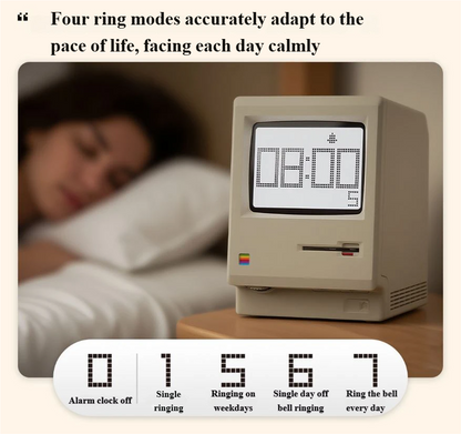 Retro Computer Style Desktop Maclock - Interactive Floppy Disk Switch, 5 Alarm Settings, 3 Display Modes and V888-ELOSUNG49401