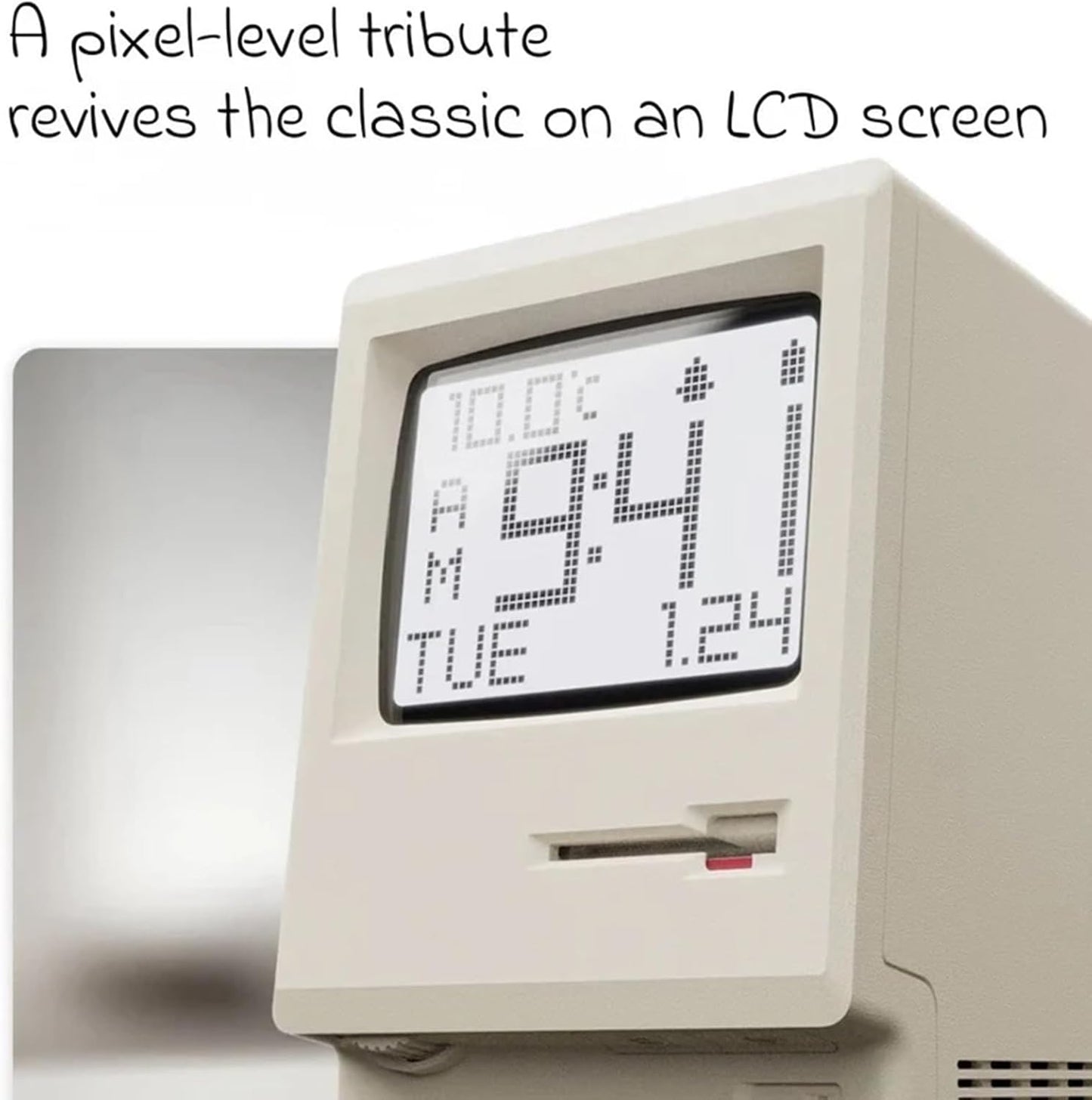 Retro Computer Style Desktop Maclock - Interactive Floppy Disk Switch, 5 Alarm Settings, 3 Display Modes and V888-ELOSUNG49401
