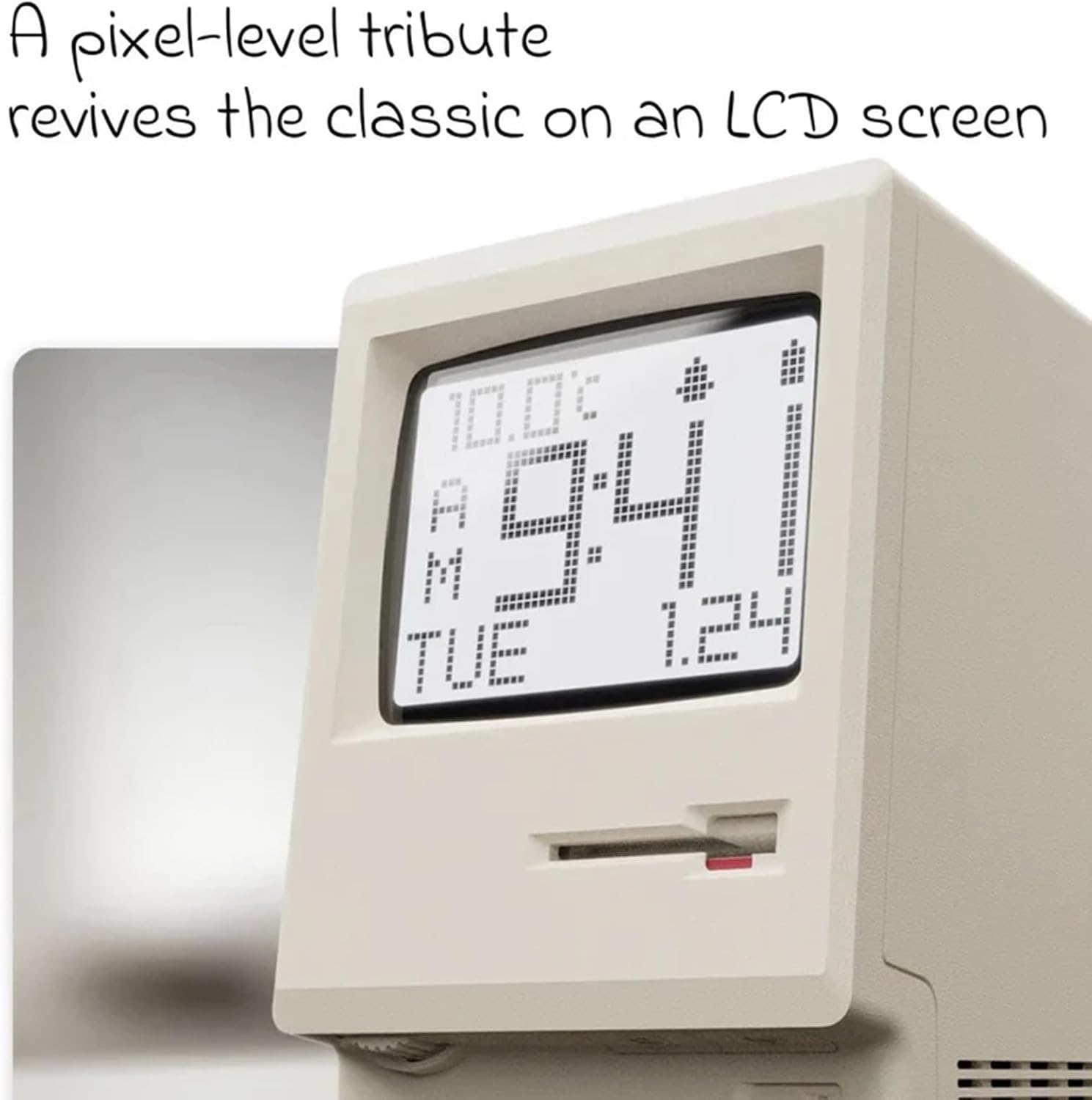 Retro Computer Style Desktop Maclock - Interactive Floppy Disk Switch, 5 Alarm Settings, 3 Display Modes and V888-ELOSUNG49401