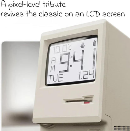 Retro Computer Style Desktop Maclock - Interactive Floppy Disk Switch, 5 Alarm Settings, 3 Display Modes and V888-ELOSUNG49401