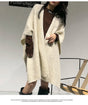 Beige Premium Knitted Wool Blend Poncho - Elegant Thickened Drape Shawl & Cape Cardigan Coat V888-ELOSUNG49407