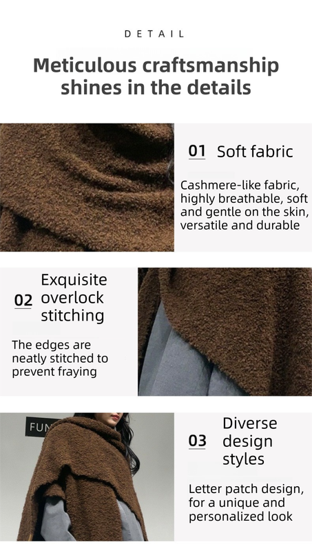 Brown Premium Knitted Wool Blend Poncho - Elegant Thickened Drape Shawl & Cape Cardigan Coat V888-ELOSUNG49408
