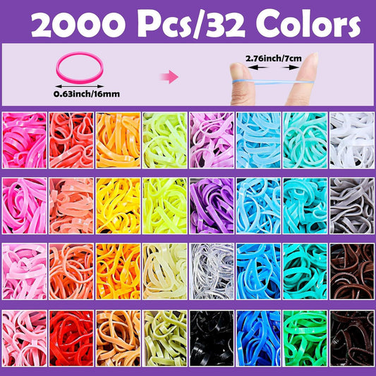 2000PCS Candy Macaron Soft Elastic Hair Ties (32-Color) + 11PCS Hair Styling Tools Set with Storage Case for V888-ELOSUNG49410