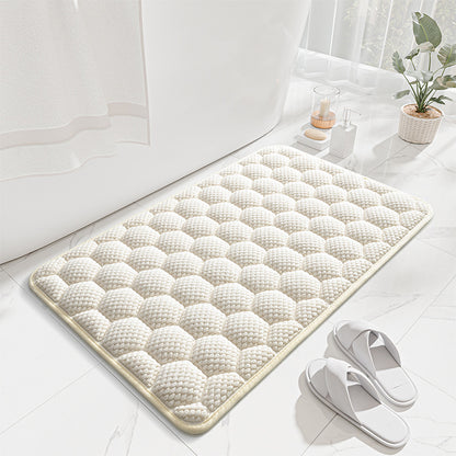 White 3D Honeycomb Textured High-Elastic Memory Foam Bathroom Mat (50 x 80 CM) - Ultra Absorbent Quick-Dry V888-ELOSUNG49412