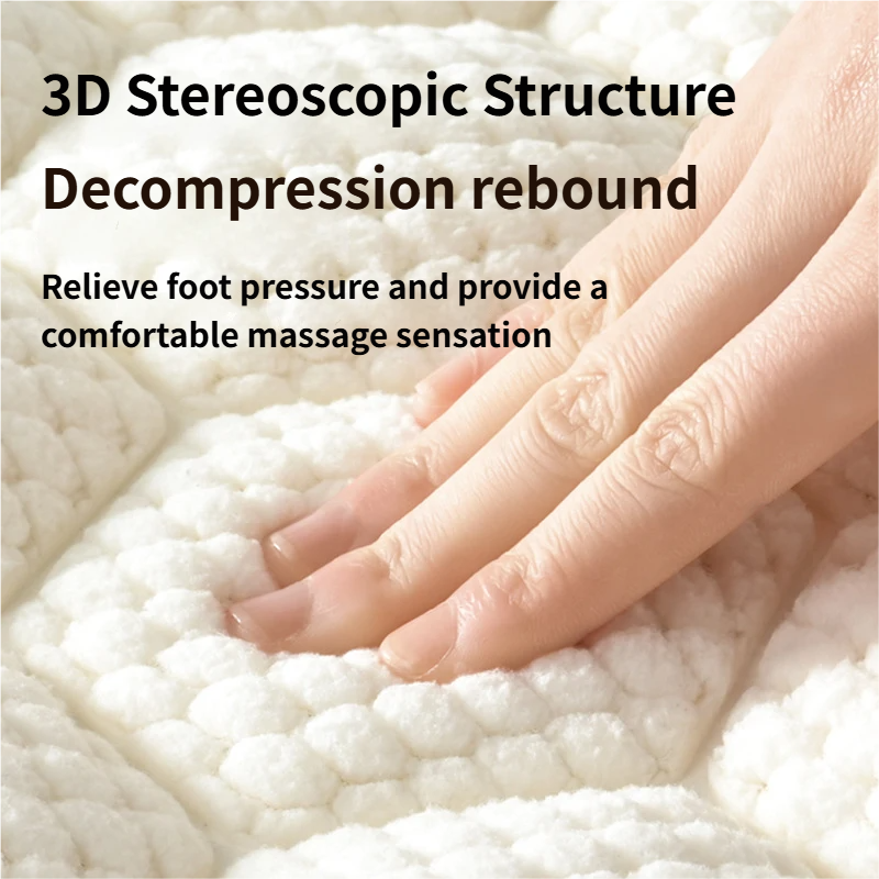 White 3D Honeycomb Textured High-Elastic Memory Foam Bathroom Mat (50 x 80 CM) - Ultra Absorbent Quick-Dry V888-ELOSUNG49412