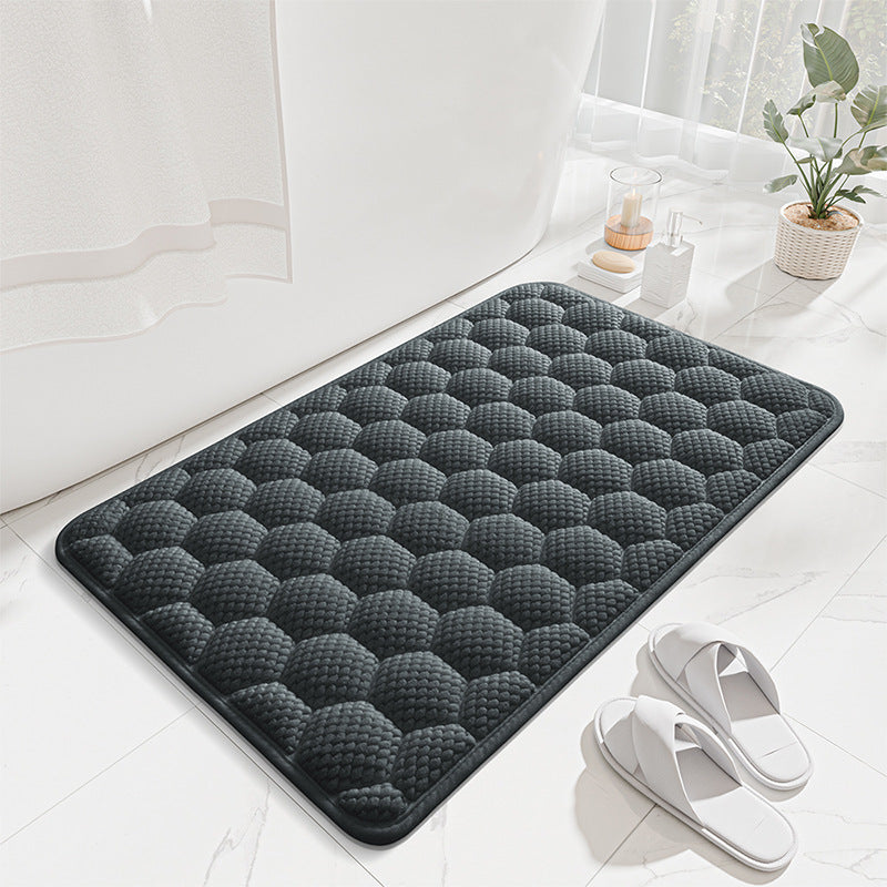 Dark Grey 3D Honeycomb Textured High-Elastic Memory Foam Bathroom Mat (40 x 60 CM) - Ultra Absorbent V888-ELOSUNG49413