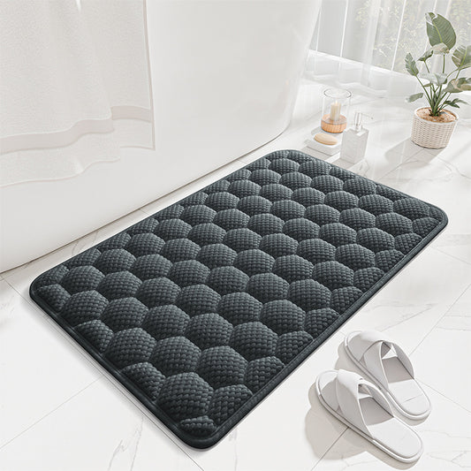 Dark Grey 3D Honeycomb Textured High-Elastic Memory Foam Bathroom Mat (40 x 60 CM) - Ultra Absorbent V888-ELOSUNG49413