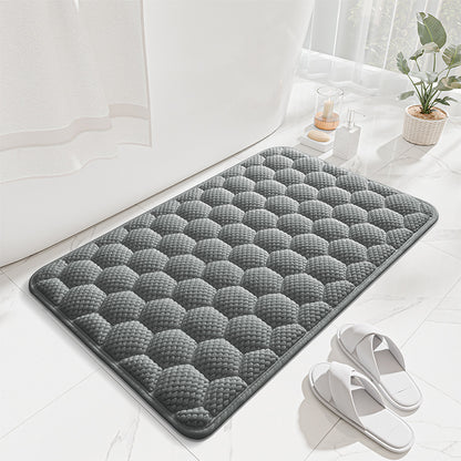 Light Grey 3D Honeycomb Textured High-Elastic Memory Foam Bathroom Mat (40 x 60 CM) - Ultra Absorbent V888-ELOSUNG49415