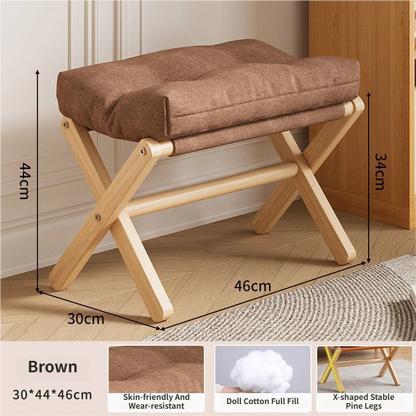 Brown Foldable Ottoman & Padded Footstool with Velcro Stability - Cotton Linen Portable Office Leg Rest & V888-ELOSUNG494237