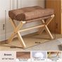 Brown Foldable Ottoman & Padded Footstool with Velcro Stability - Cotton Linen Portable Office Leg Rest & V888-ELOSUNG494237