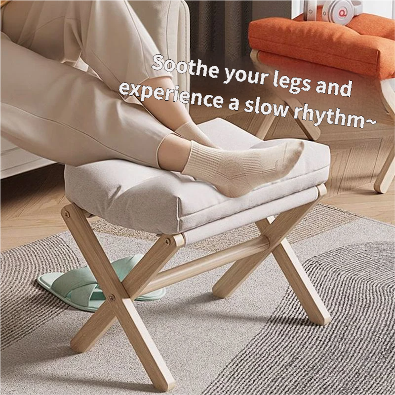 Brown Foldable Ottoman & Padded Footstool with Velcro Stability - Cotton Linen Portable Office Leg Rest & V888-ELOSUNG494237