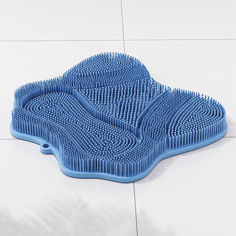 Blue 3D Butterfly Silicone Bath Massage Mat with Suction Cup & Dual-Zone Massage Bristles - Exfoliating Back V888-ELOSUNG49427