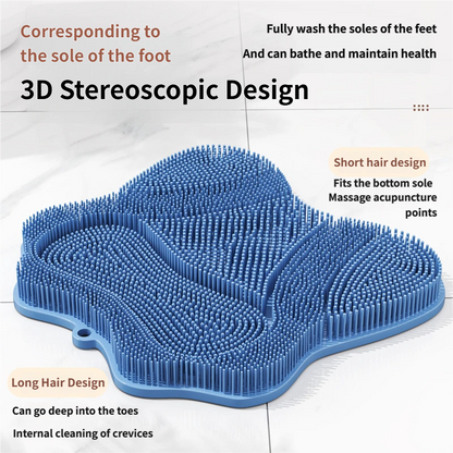 Blue 3D Butterfly Silicone Bath Massage Mat with Suction Cup & Dual-Zone Massage Bristles - Exfoliating Back V888-ELOSUNG49427