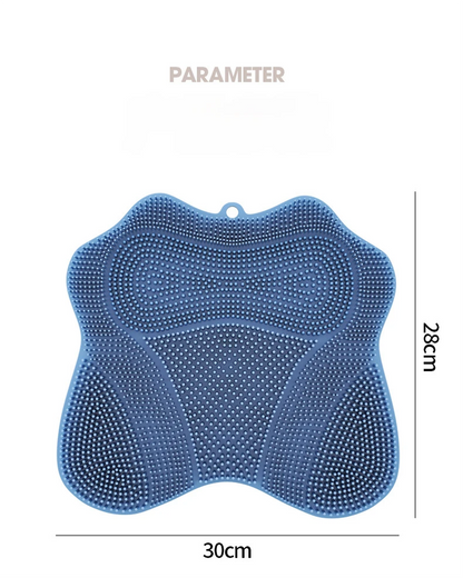 Blue 3D Butterfly Silicone Bath Massage Mat with Suction Cup & Dual-Zone Massage Bristles - Exfoliating Back V888-ELOSUNG49427