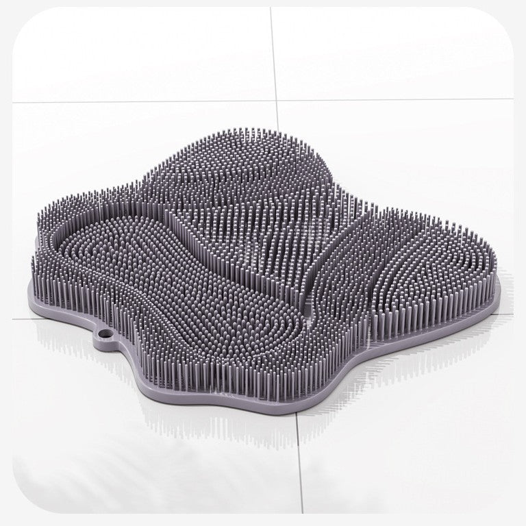 Grey 3D Butterfly Silicone Bath Massage Mat with Suction Cup & Dual-Zone Massage Bristles - Exfoliating Back V888-ELOSUNG49428