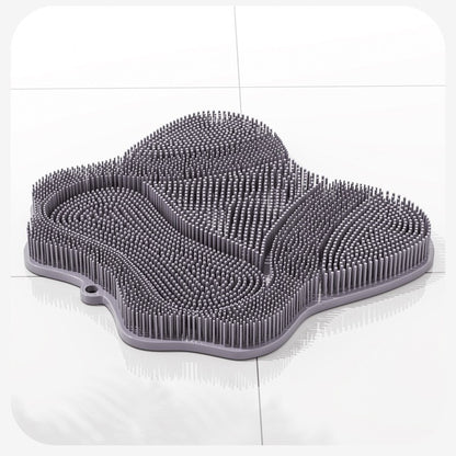 Grey 3D Butterfly Silicone Bath Massage Mat with Suction Cup & Dual-Zone Massage Bristles - Exfoliating Back V888-ELOSUNG49428