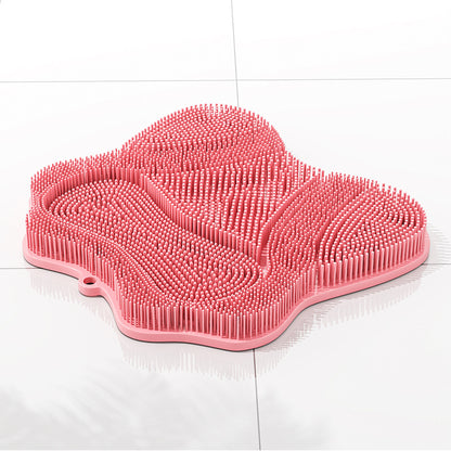 Pink 3D Butterfly Silicone Bath Massage Mat with Suction Cup & Dual-Zone Massage Bristles - Exfoliating Back V888-ELOSUNG49429